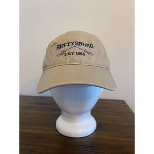 Tan Gettysburg Adjustable Baseball Hat with American Flag Pin
